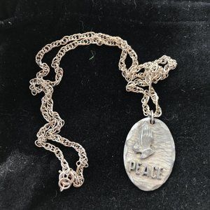 Vintage Praying Hands Peace Pendant